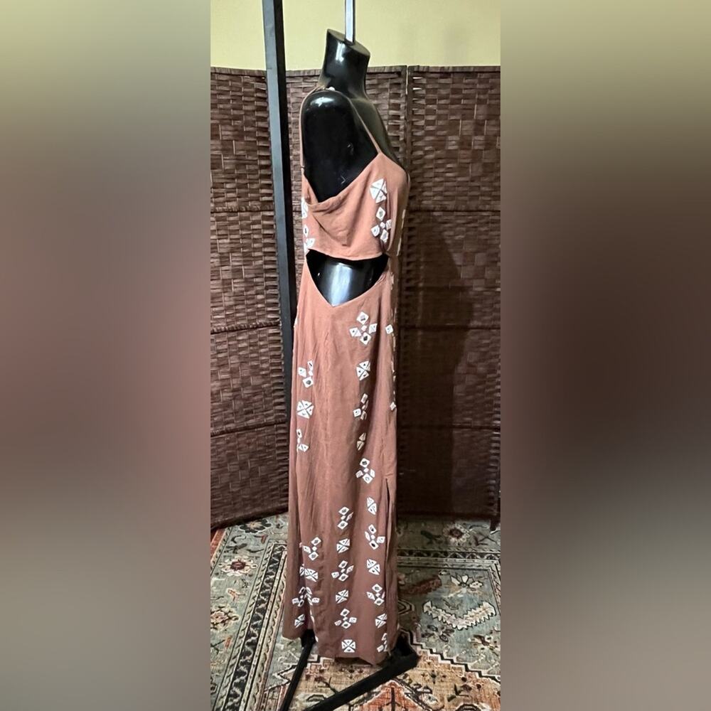 Free People Geo Daze Sleeveless Cutout Jumpsuit in Doe Eyes – Appx Size Large/XL - Picture 7 of 13